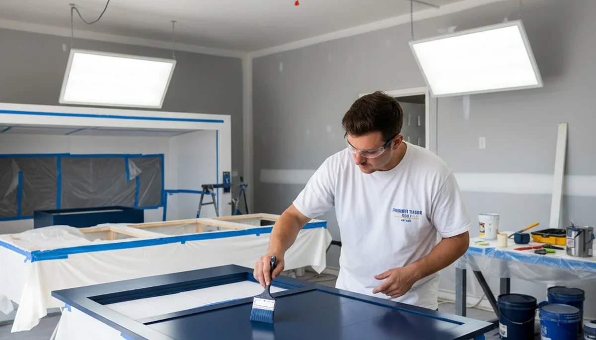 Professional cabinet painting in Concord MA kitchen by expert local house painters
