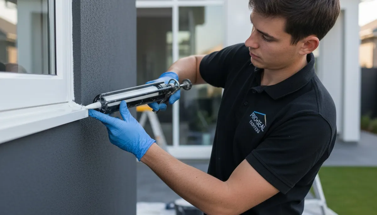 Professional caulking and sealing on Concord MA home exterior for weatherproof protection