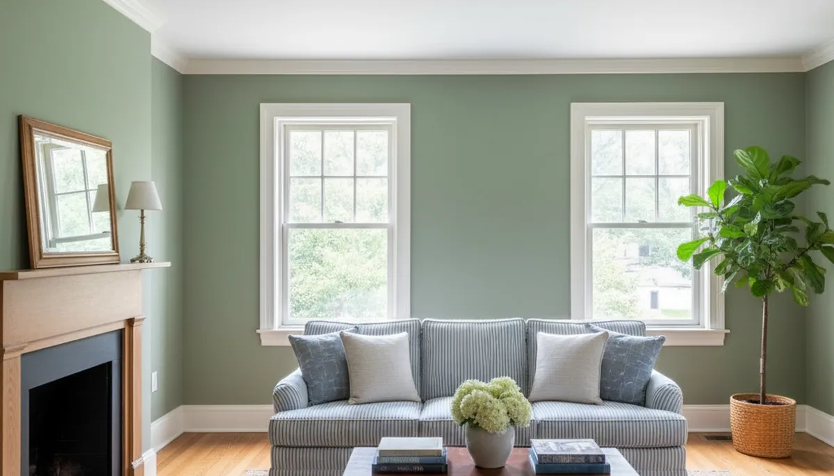 Freshly painted Concord MA living room with smooth interior finishes by expert house painters