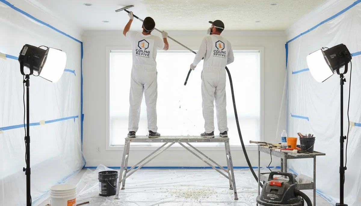 Professional popcorn ceiling removal in Concord, MA home by expert painting contractors