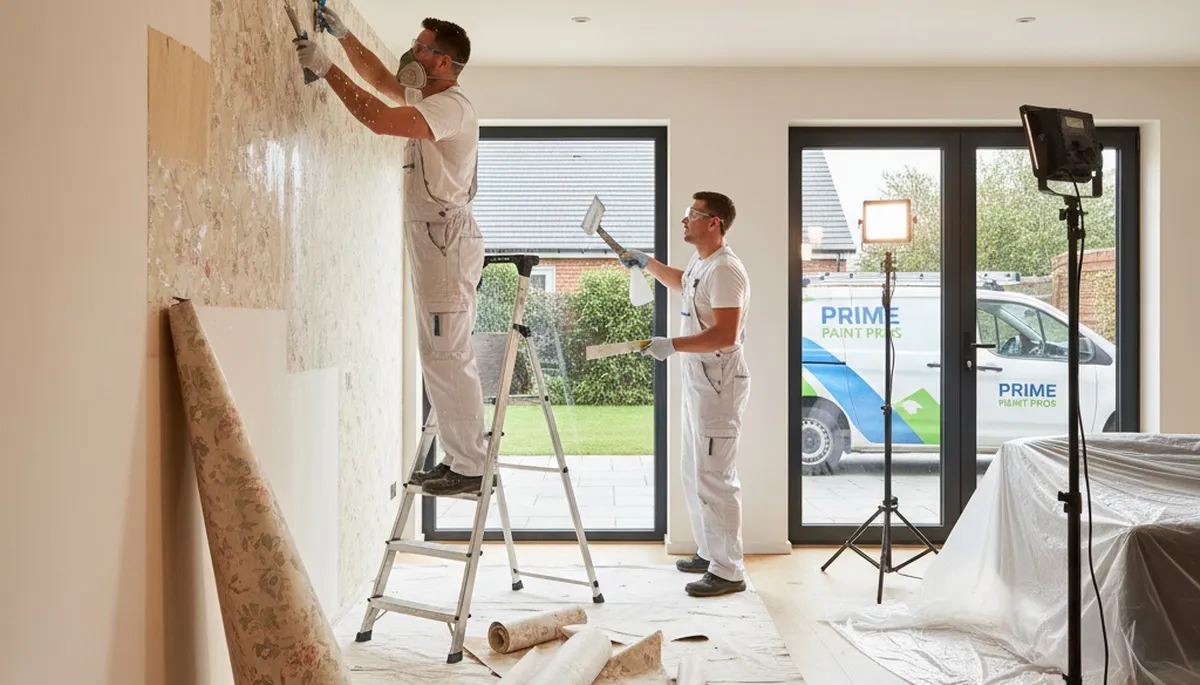 Professional wallpaper removal service in Concord MA preparing walls for fresh interior painting